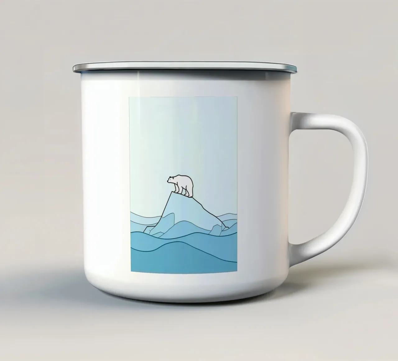 Orso polare - Line art minimalista tazza in smalto da Viv Line Art