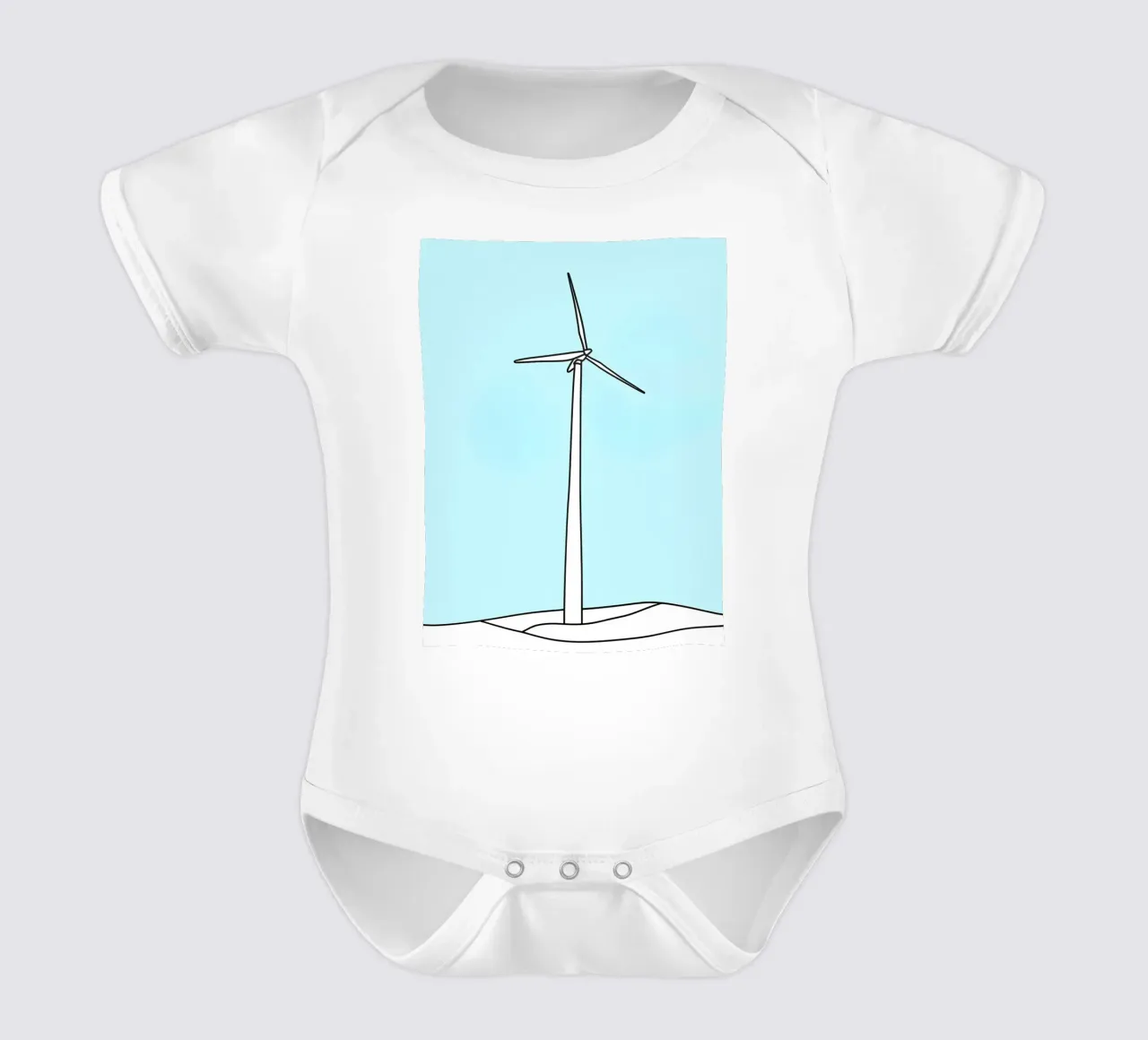 Turbina eolica - Line art minimalista body neonato maniche corte da Viv Line Art