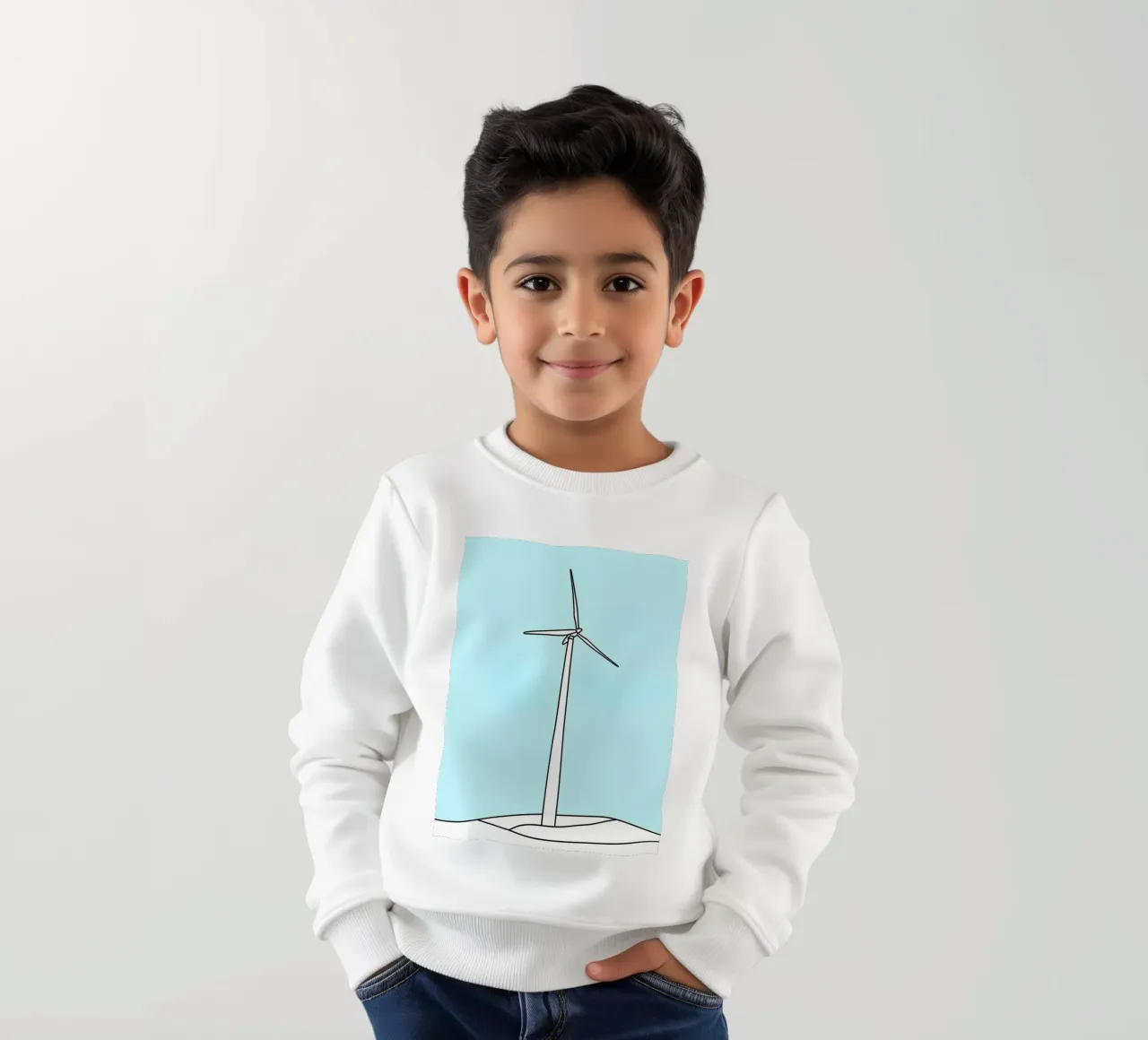Wind Turbine - Minimalist Line Art kids sweatshirt by Viv Line Art