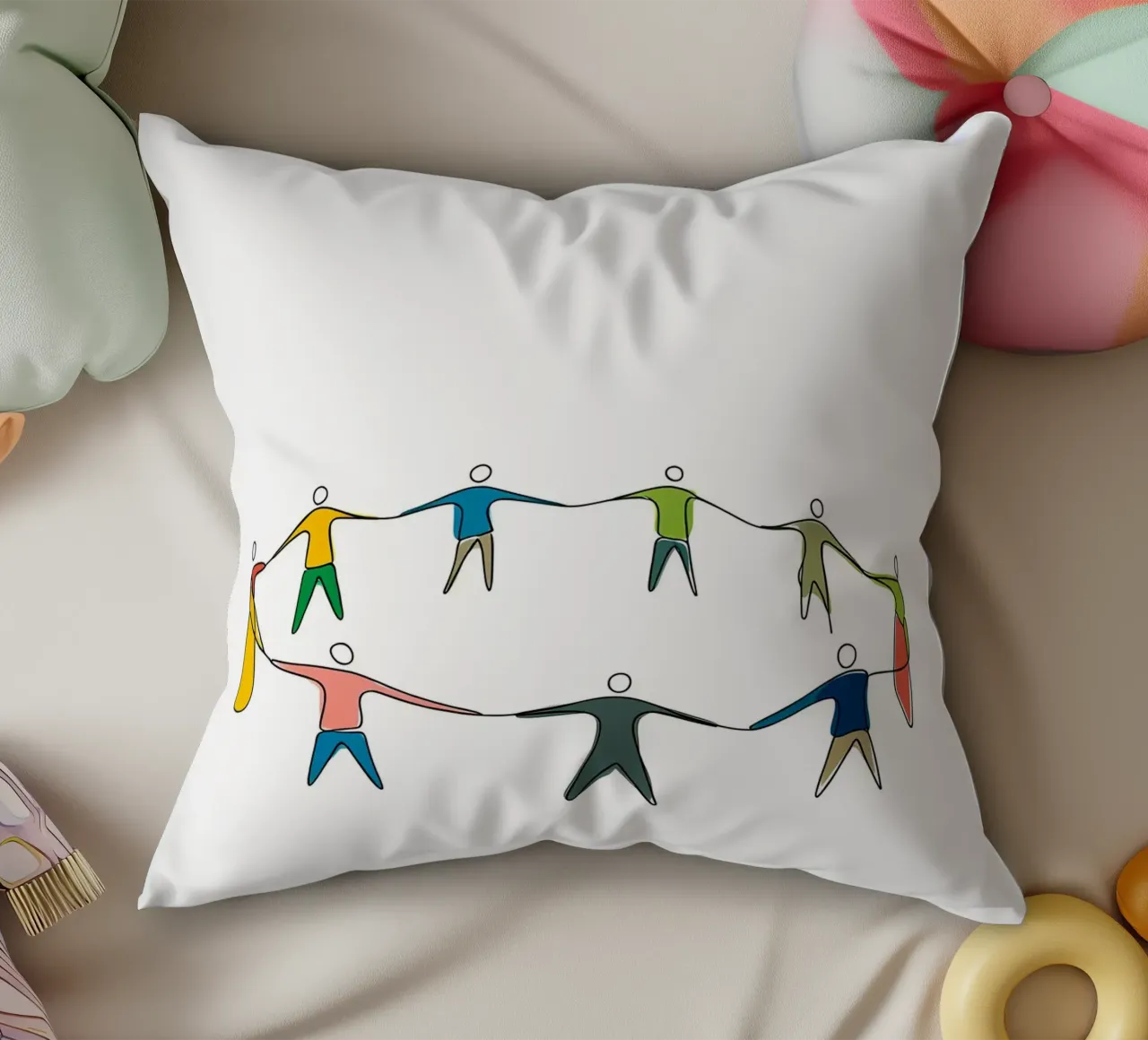 Persone unite - Line art minimalista cuscino da Viv Line Art