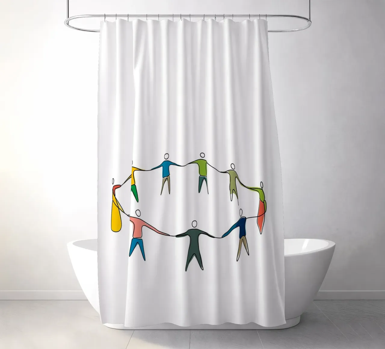People Unity - Minimalist Line Art shower curtain by Viv Line Art