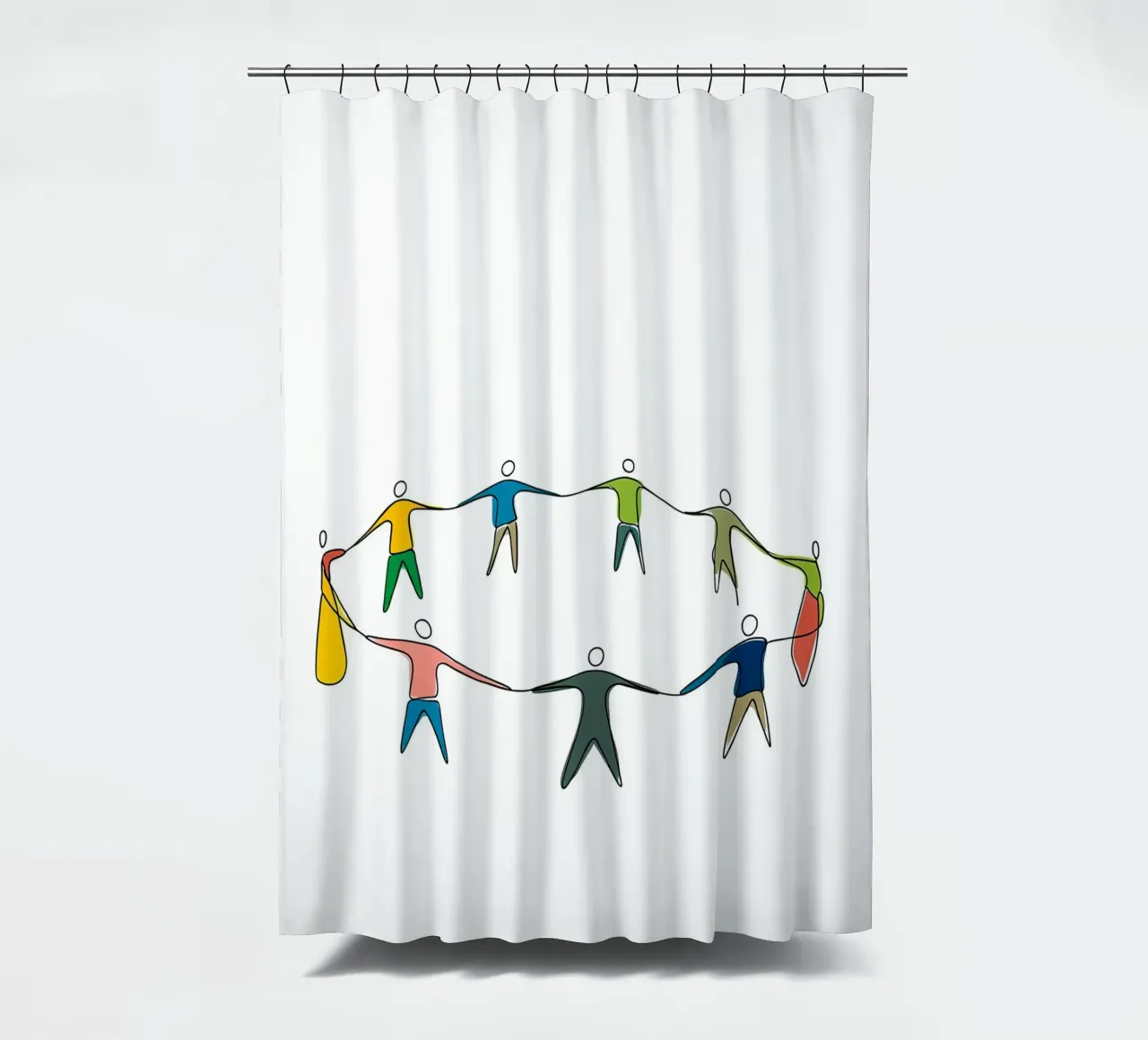 People Unity - Minimalist Line Art shower curtain by Viv Line Art