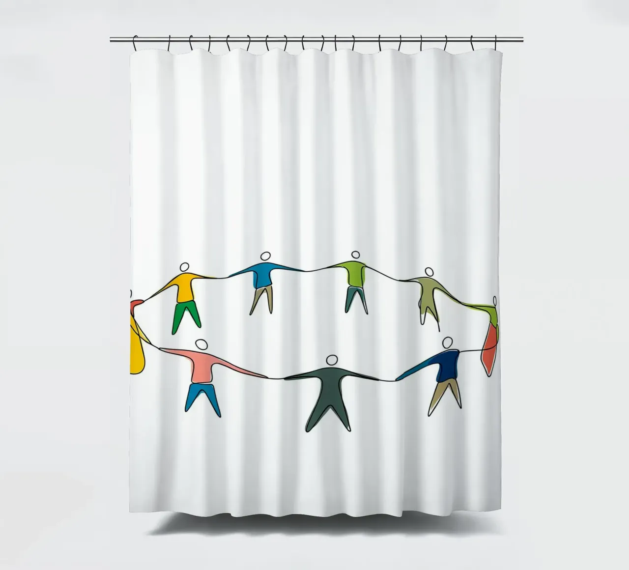 People Unity - Minimalist Line Art shower curtain by Viv Line Art