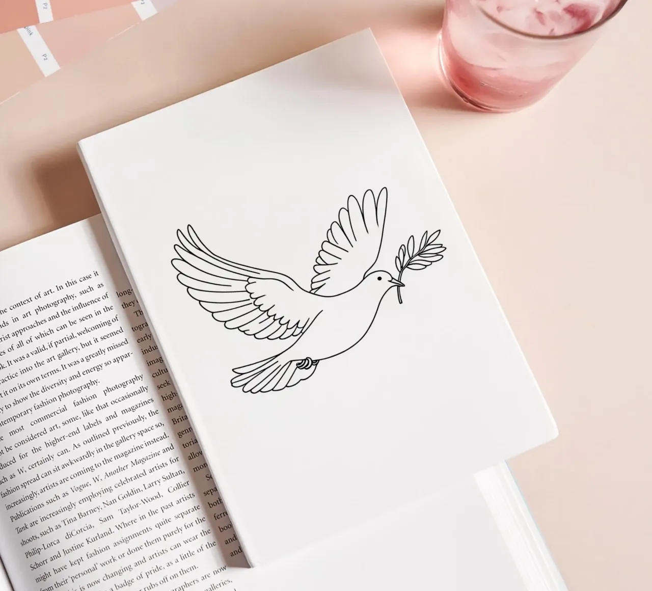 Oiseau libre - Dessin au trait minimaliste carnet de notes de Viv Line Art