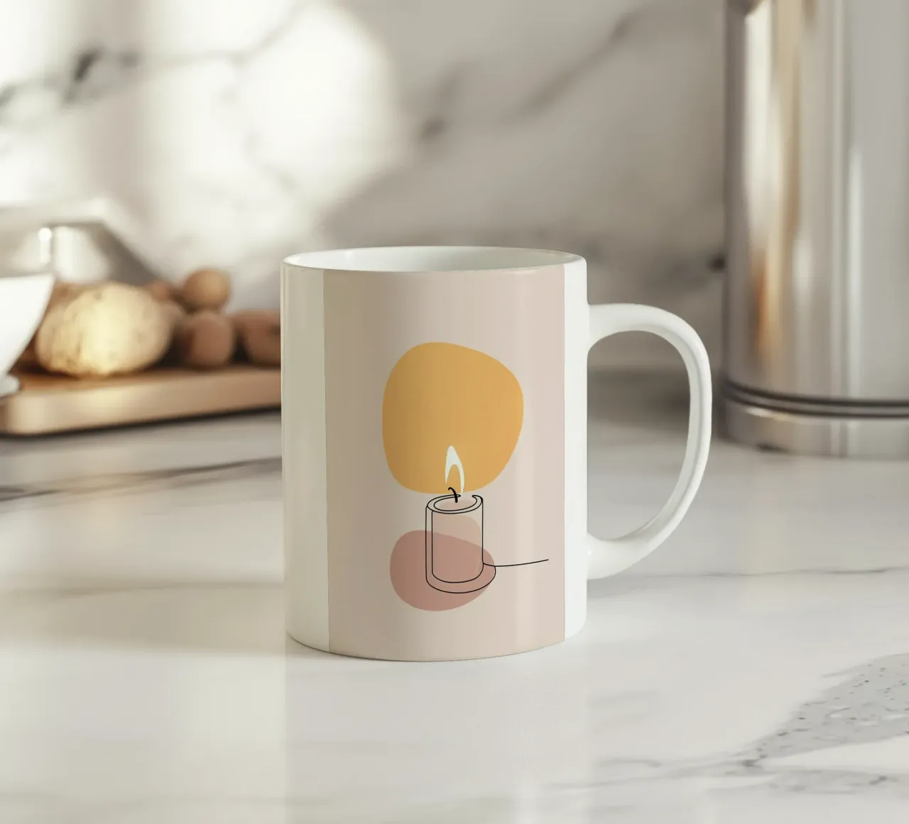 Luce di candela - Line art minimalista tazza in ceramica da Viv Line Art