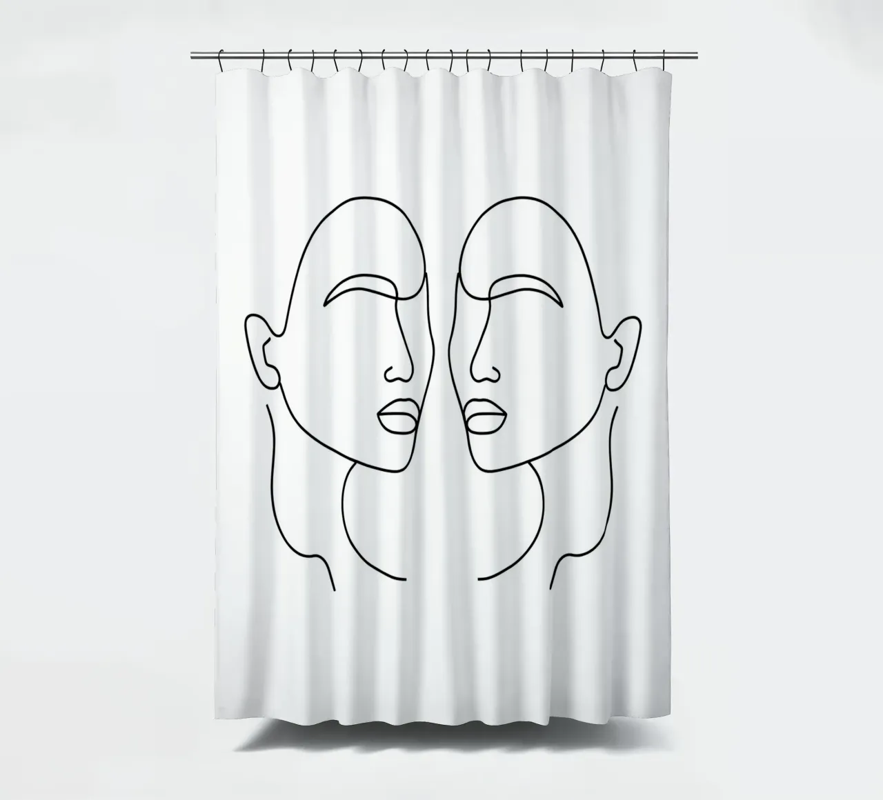 Gemini Zodiac - Minimalist Line Art shower curtain by Viv Line Art