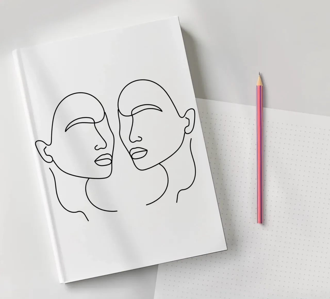 Gemini Zodiac - Minimalist Line Art notebook by Viv Line Art