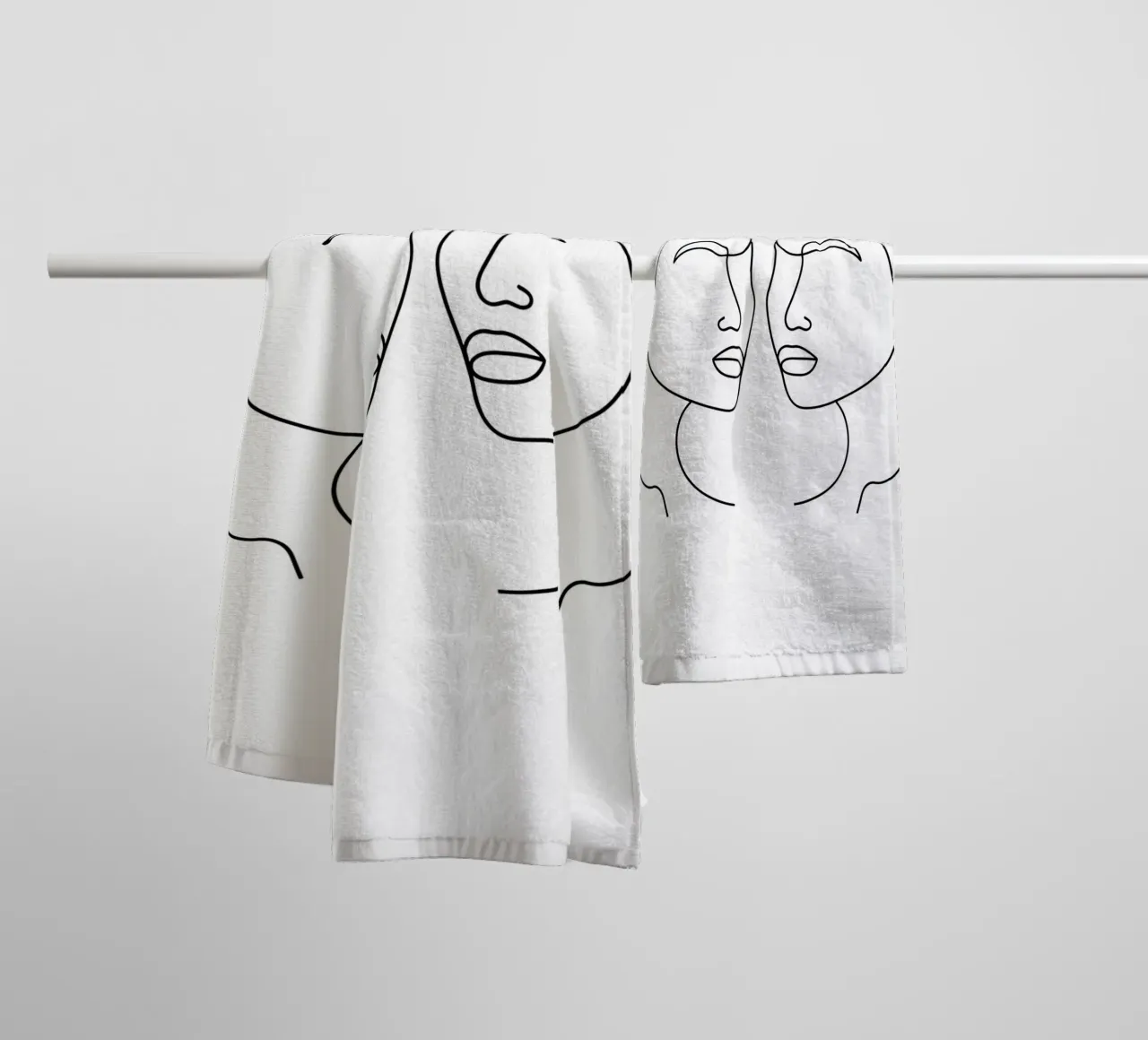 Gemini Zodiac - Minimalist Line Art towel by Viv Line Art
