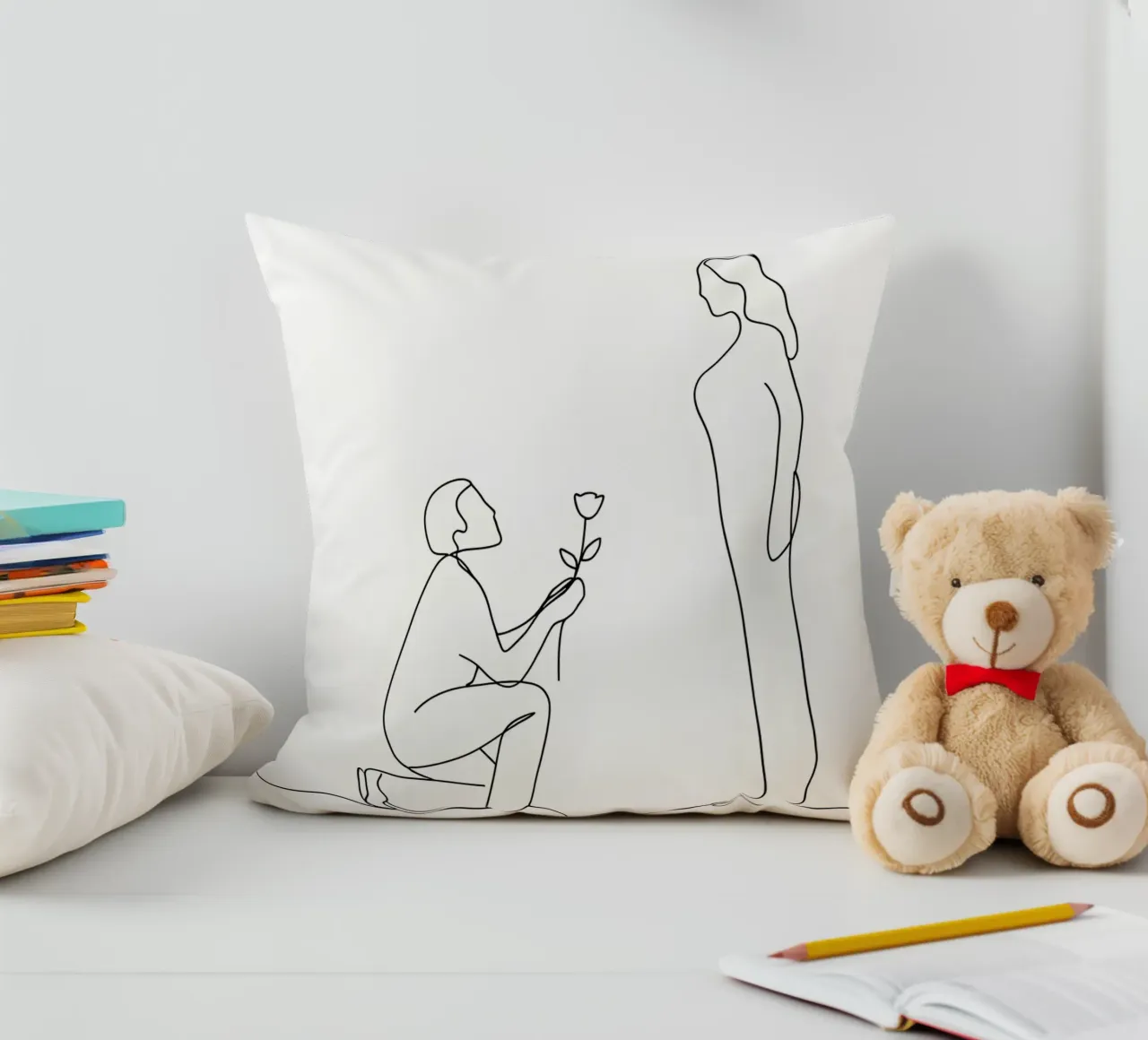 Proposta d'amore - Line art minimalista cuscino da Viv Line Art