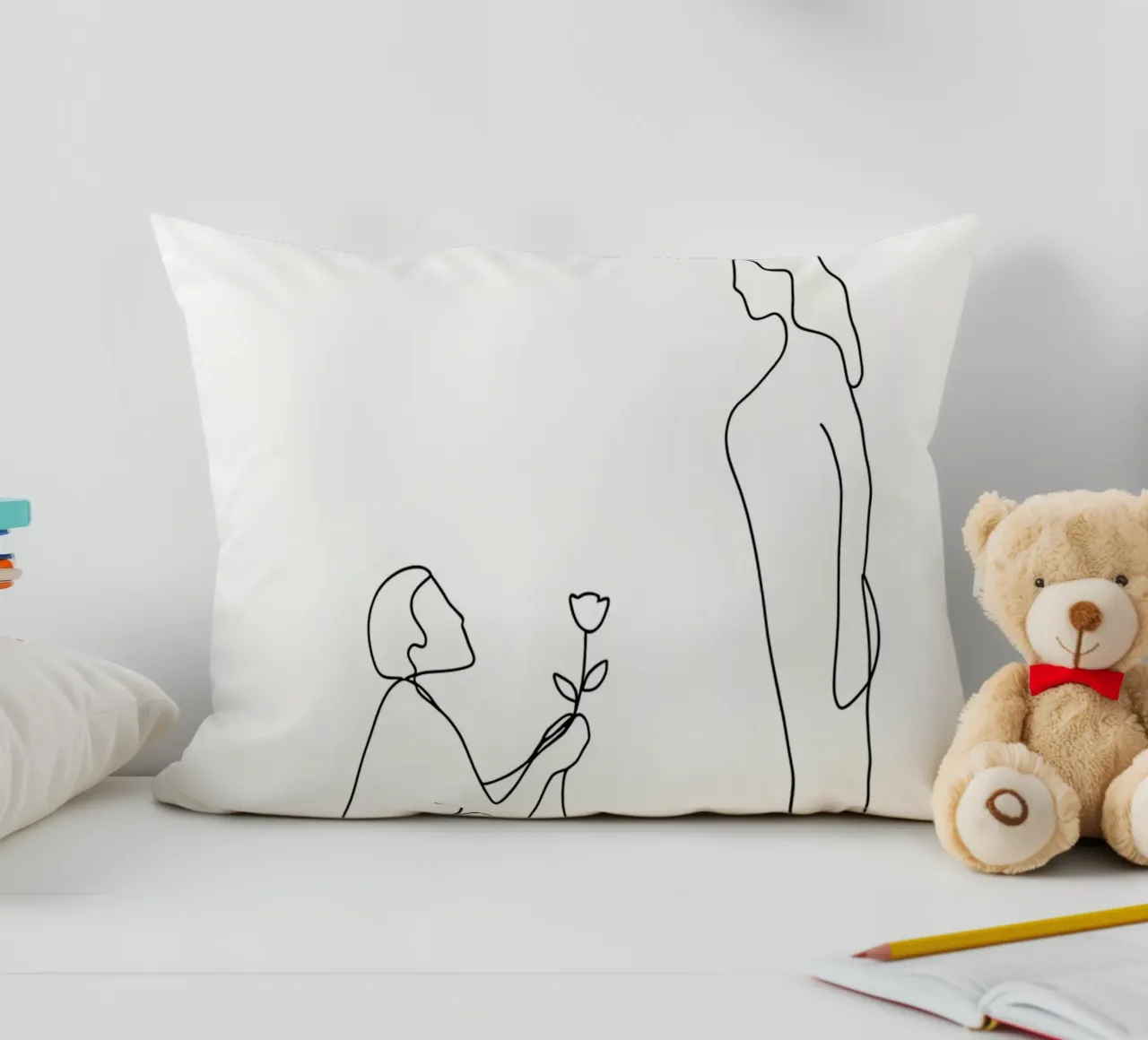 Proposta d'amore - Line art minimalista cuscino da Viv Line Art