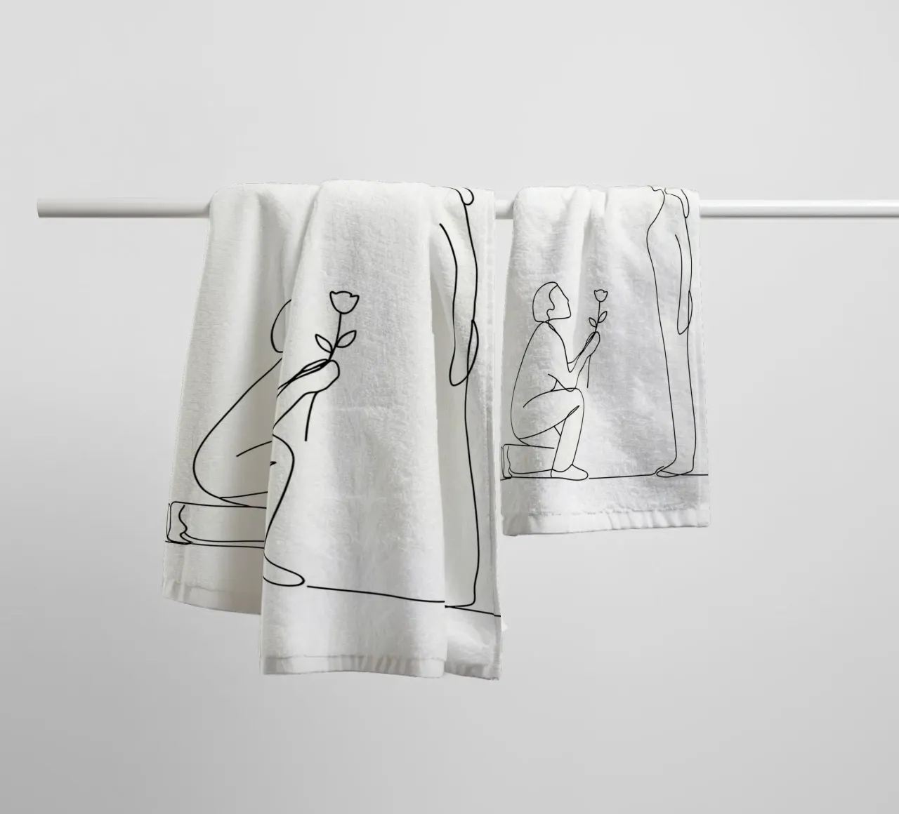 Proposta d'amore - Line art minimalista asciugamano da bagno da Viv Line Art