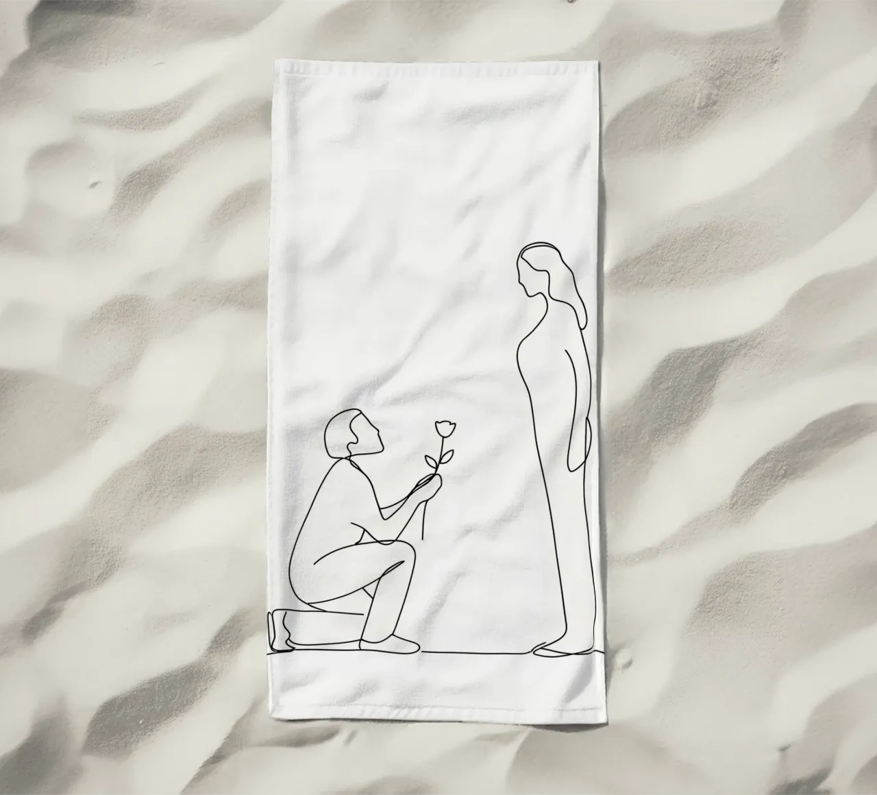 Proposta d'amore - Line art minimalista telo mare da Viv Line Art