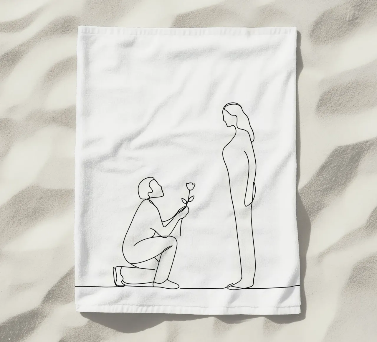 Proposta d'amore - Line art minimalista telo mare da Viv Line Art