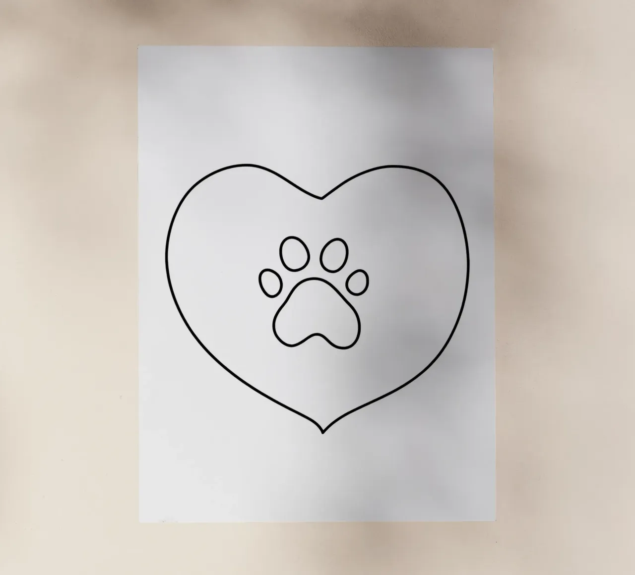 Amore di zampa - Line art minimalista pellicola backlit da Viv Line Art