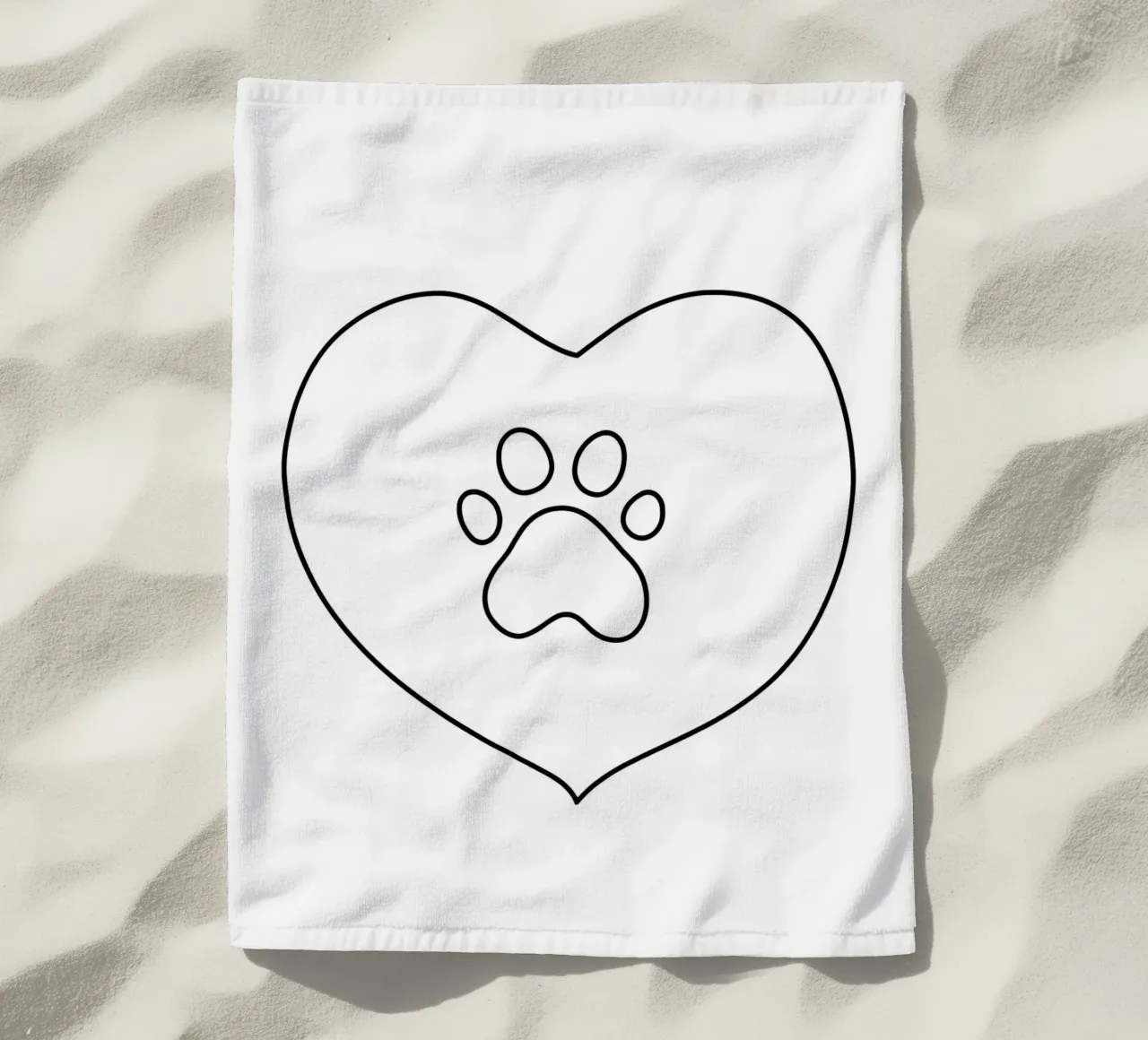 Amore di zampa - Line art minimalista telo mare da Viv Line Art