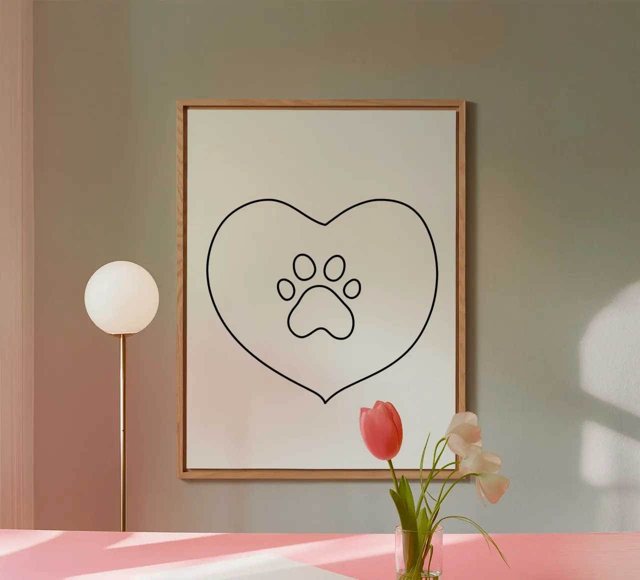 Amore di zampa - Line art minimalista alluminio dibond da Viv Line Art