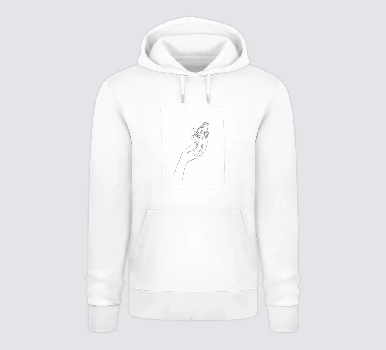 Farfalla sulle dita - Line art minimalista felpa con cappuccio da Viv Line Art