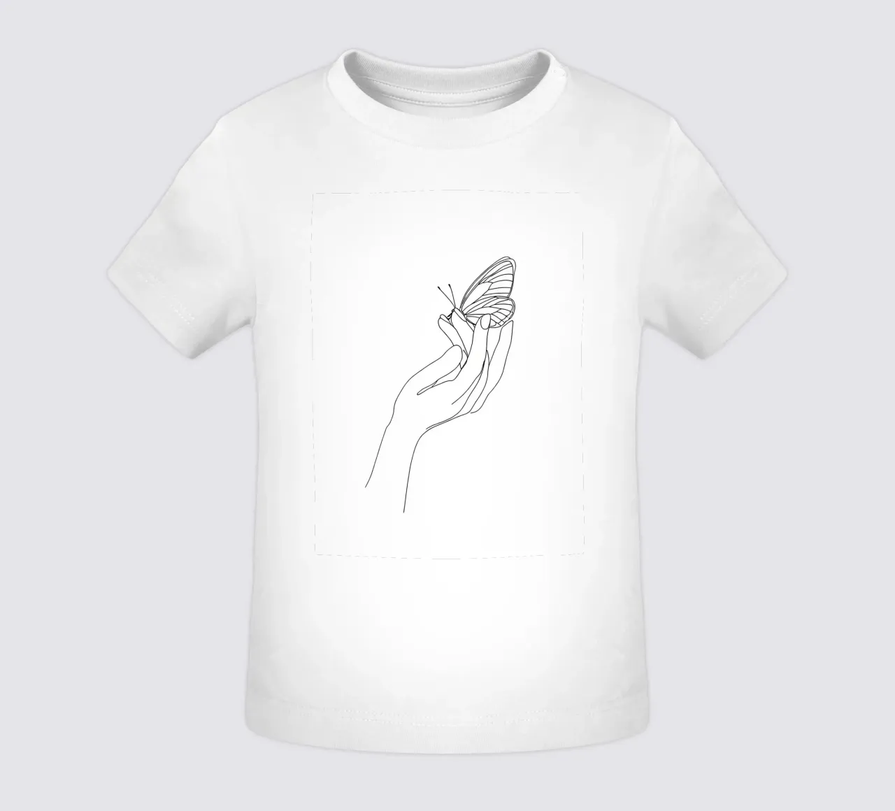 Farfalla sulle dita - Line art minimalista maglietta neonato da Viv Line Art
