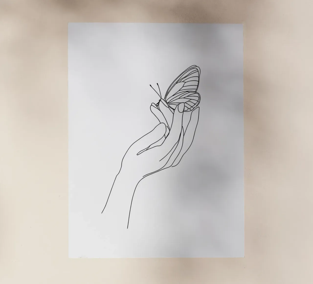 Farfalla sulle dita - Line art minimalista pellicola backlit da Viv Line Art