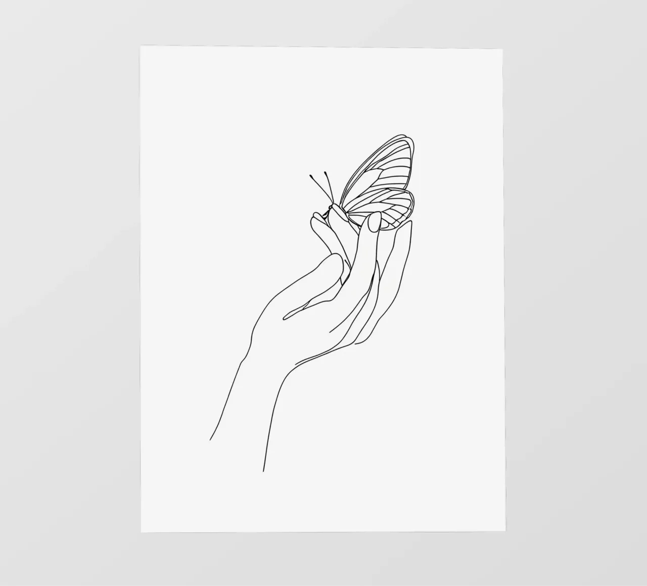 Farfalla sulle dita - Line art minimalista telo in pvc da Viv Line Art