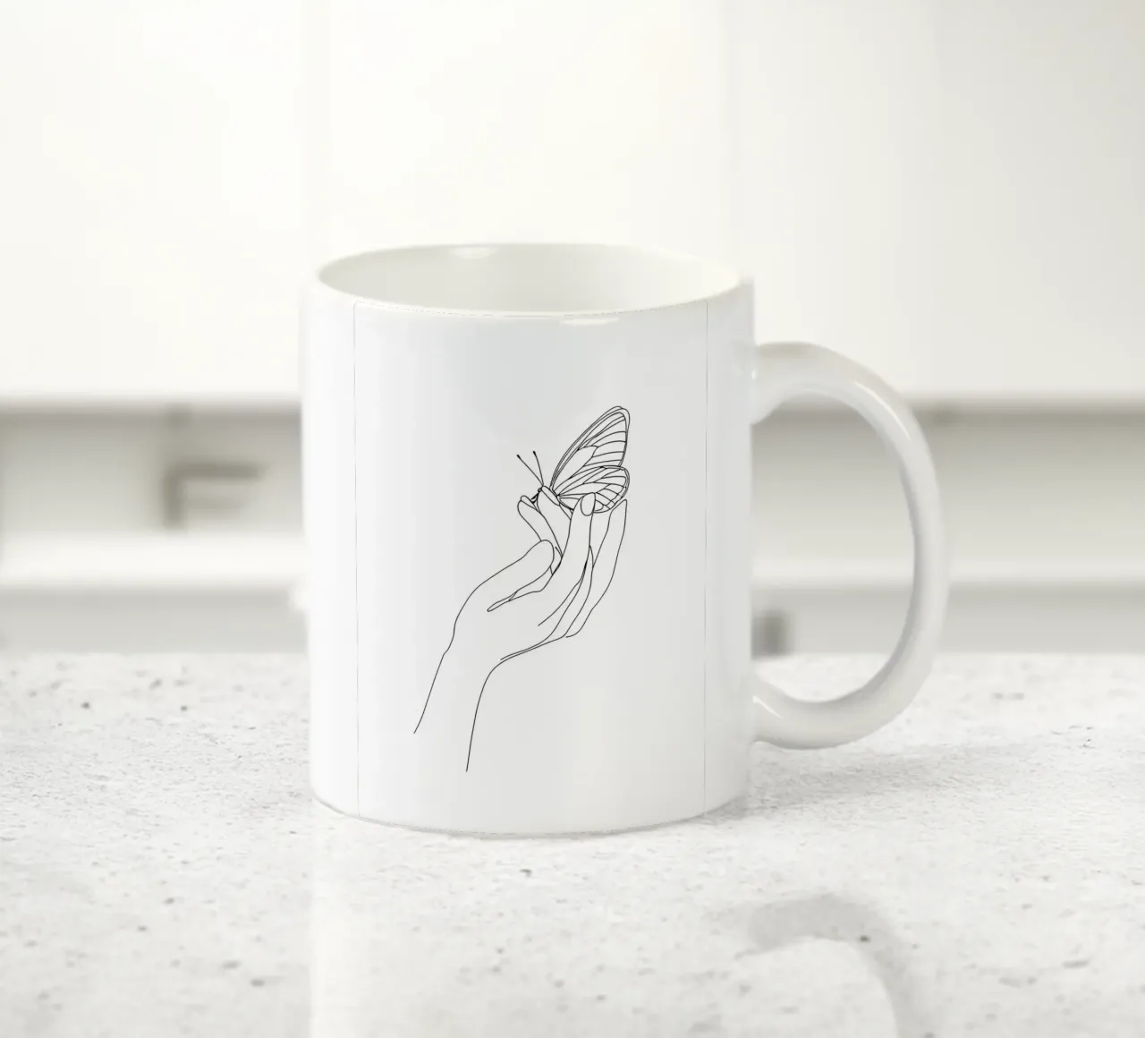 Farfalla sulle dita - Line art minimalista tazza in ceramica da Viv Line Art
