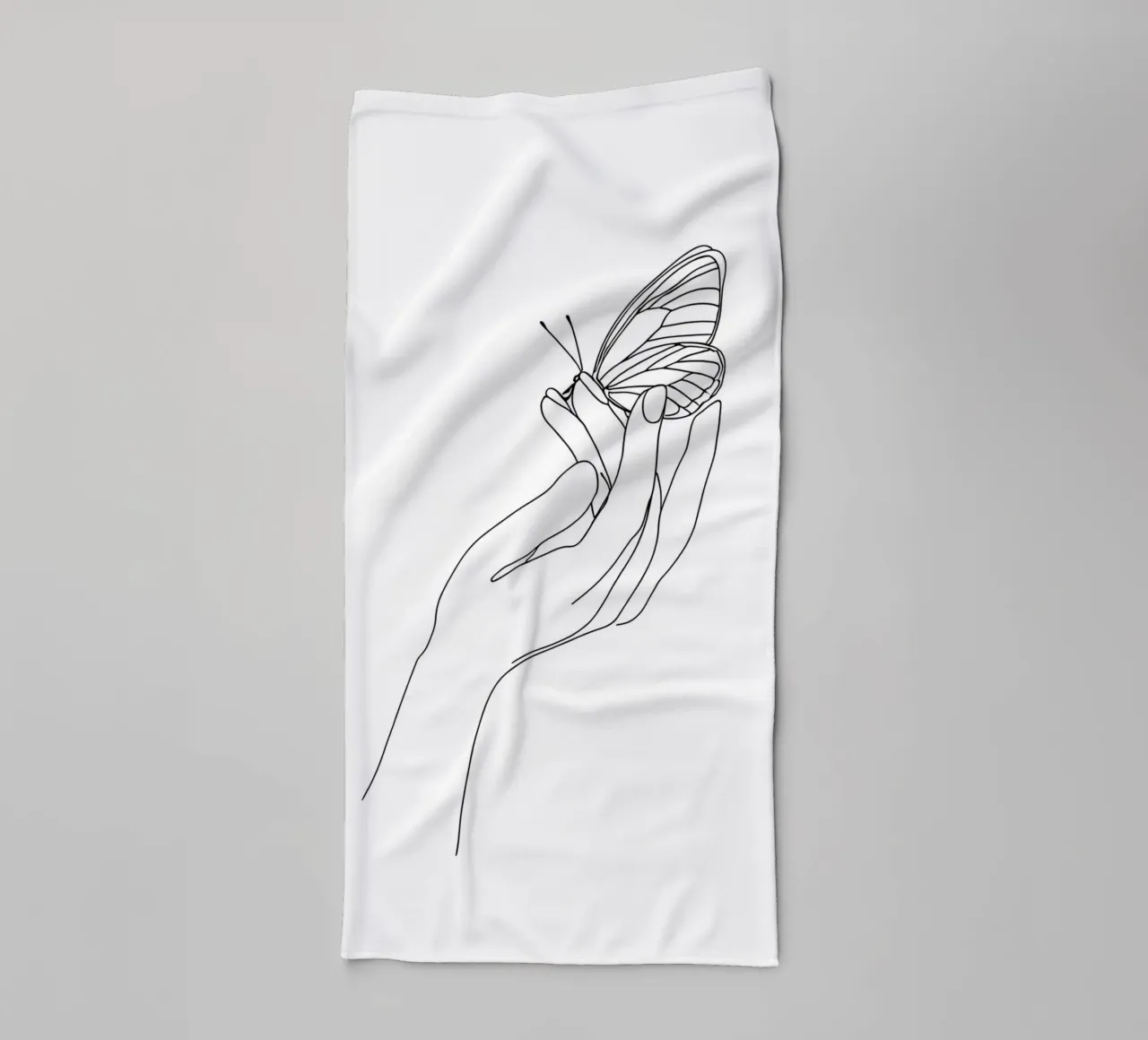 Farfalla sulle dita - Line art minimalista asciugamano da bagno da Viv Line Art