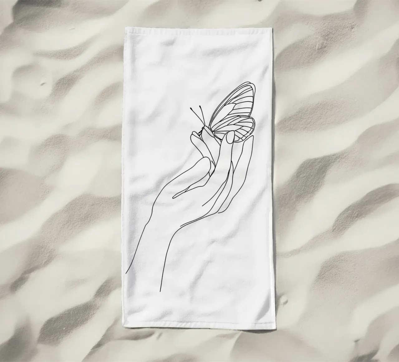 Farfalla sulle dita - Line art minimalista telo mare da Viv Line Art