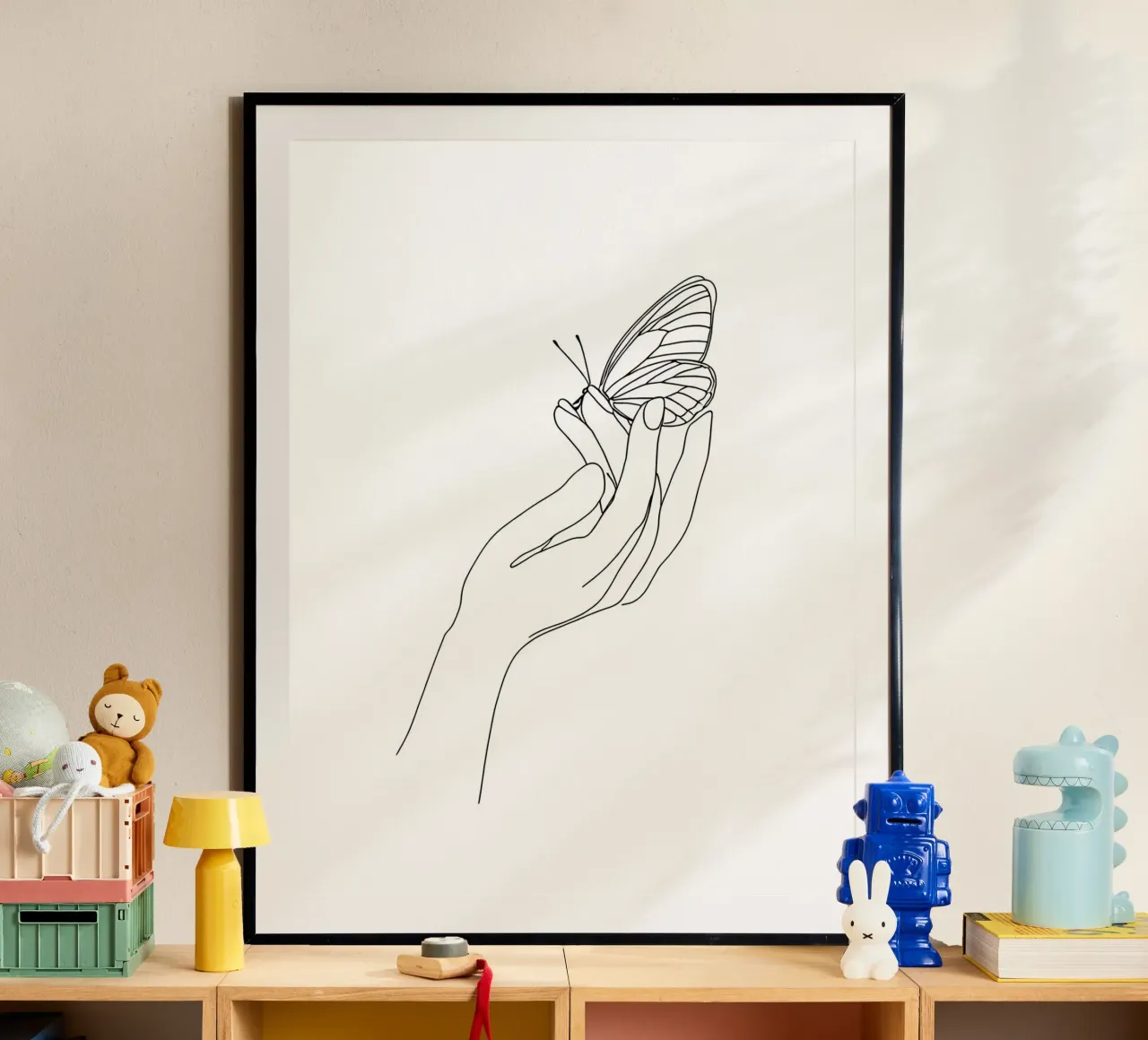 Farfalla sulle dita - Line art minimalista poster da Viv Line Art