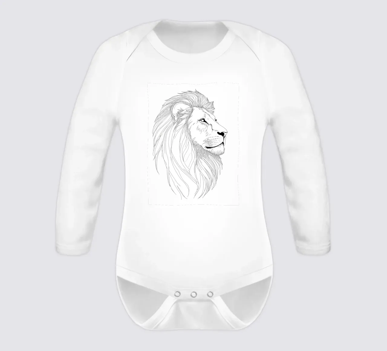 Leo Zodiac - Minimalist Line Art long-sleeve baby romper by Viv Line Art