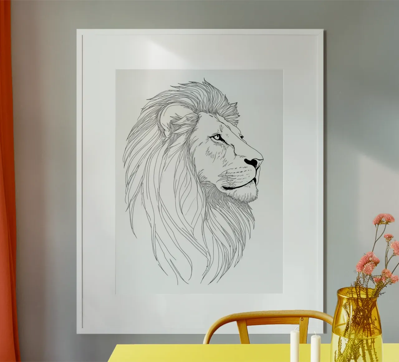 Zodiaco del Leone - Line art minimalista poster con telaio in plastica da Viv Line Art
