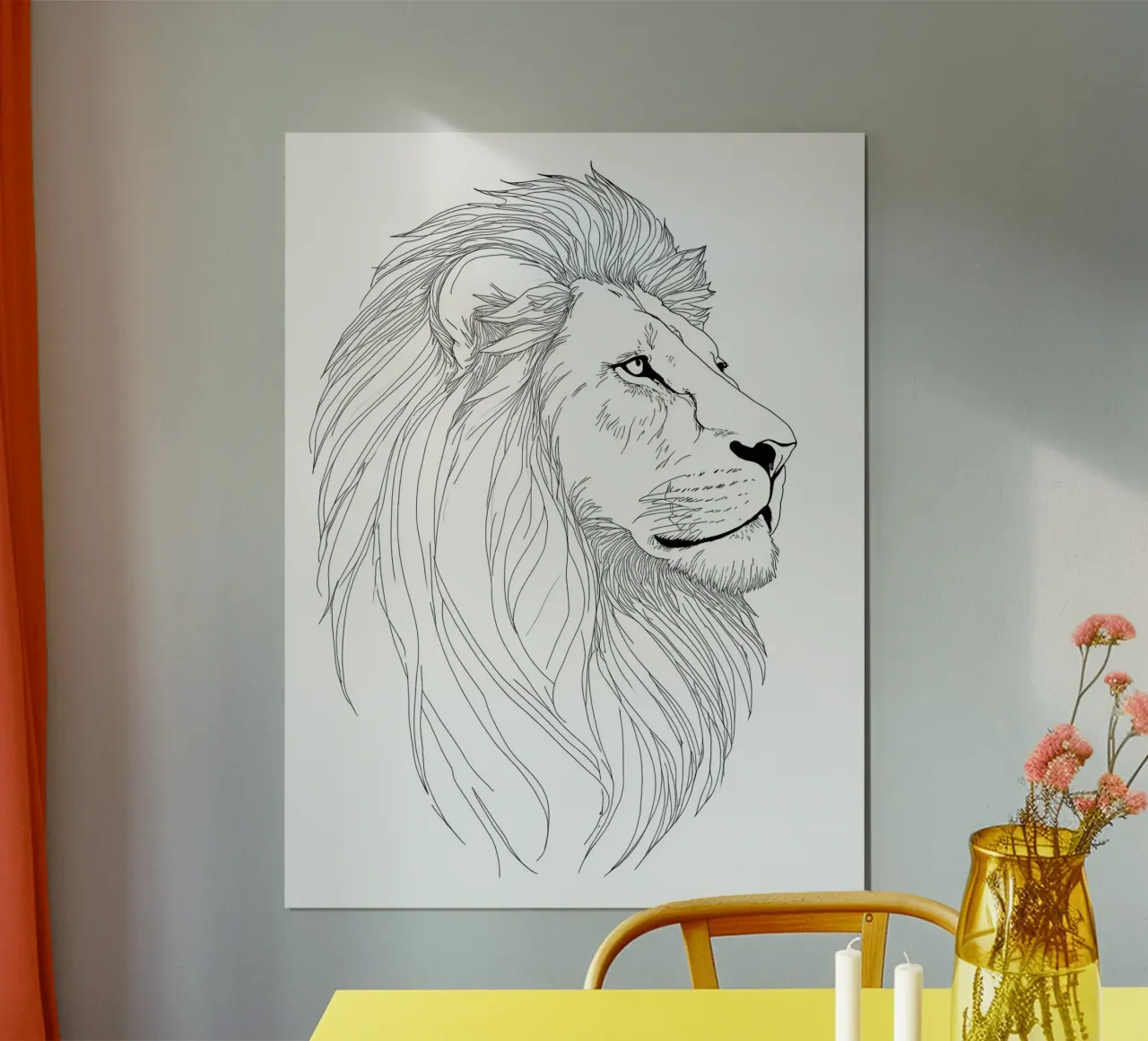 Zodiaco del Leone - Line art minimalista poster con telaio in plastica da Viv Line Art