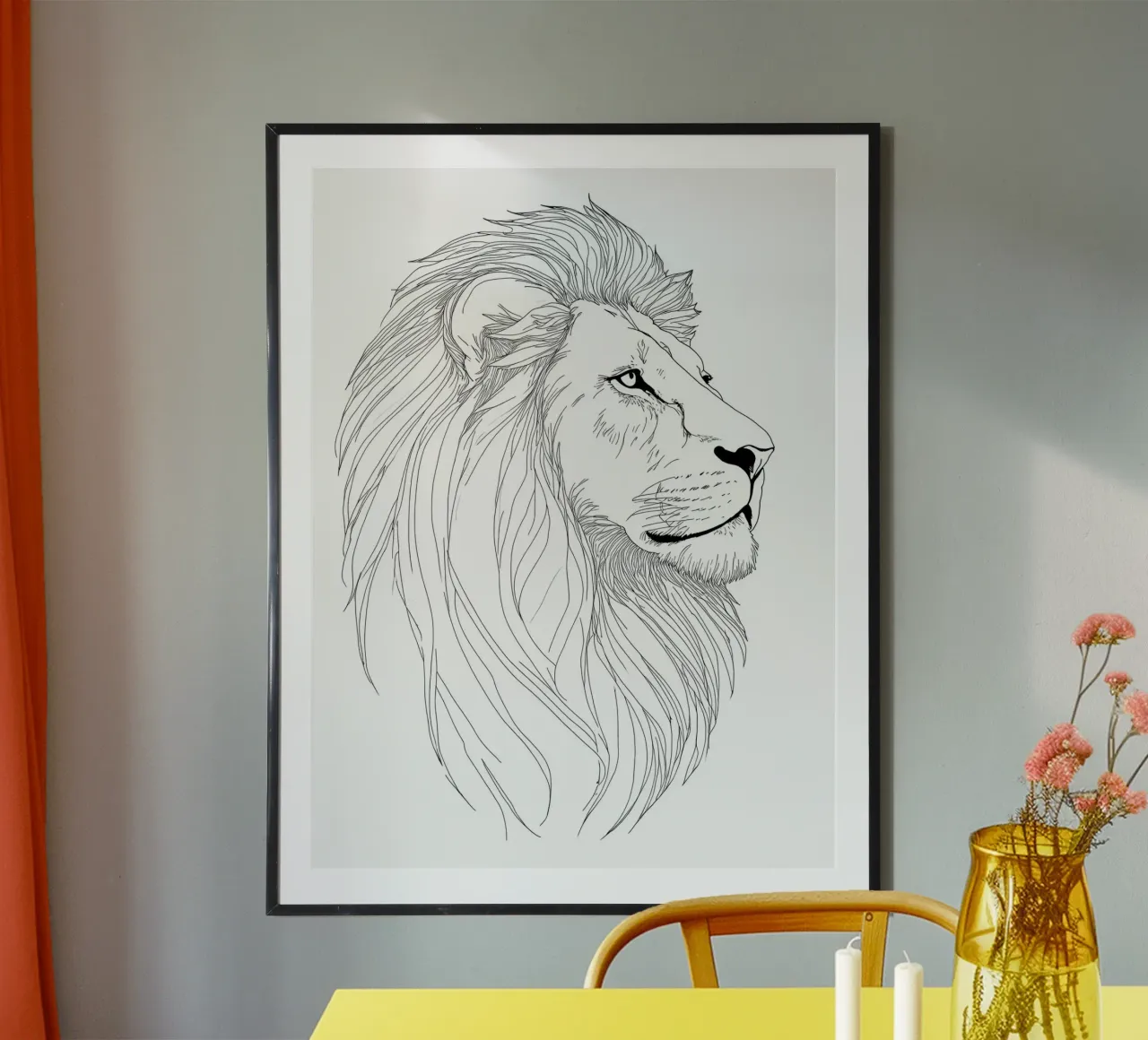 Zodiaco del Leone - Line art minimalista poster con telaio in plastica da Viv Line Art