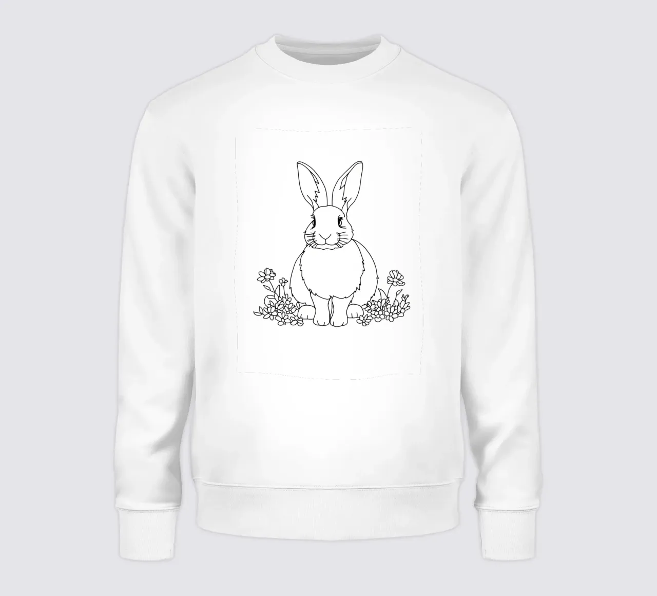 Coniglietto tra i fiori - Line art minimalista felpa da Viv Line Art