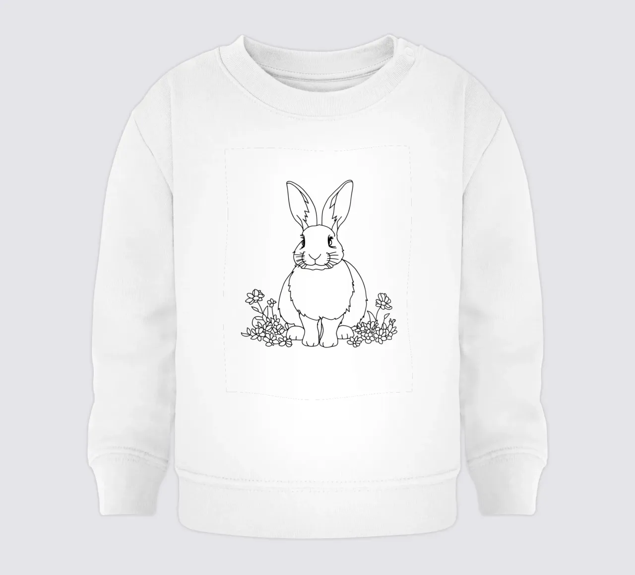 Coniglietto tra i fiori - Line art minimalista felpa neonato da Viv Line Art