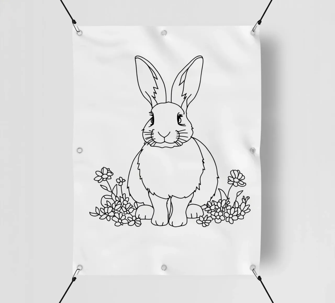 Coniglietto tra i fiori - Line art minimalista telo in pvc da Viv Line Art