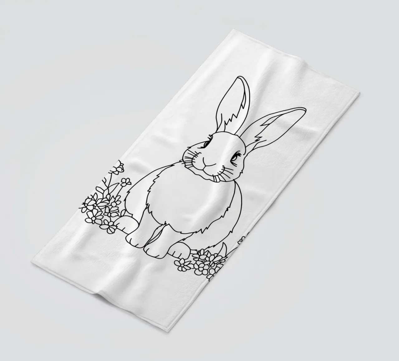 Coniglietto tra i fiori - Line art minimalista telo mare da Viv Line Art