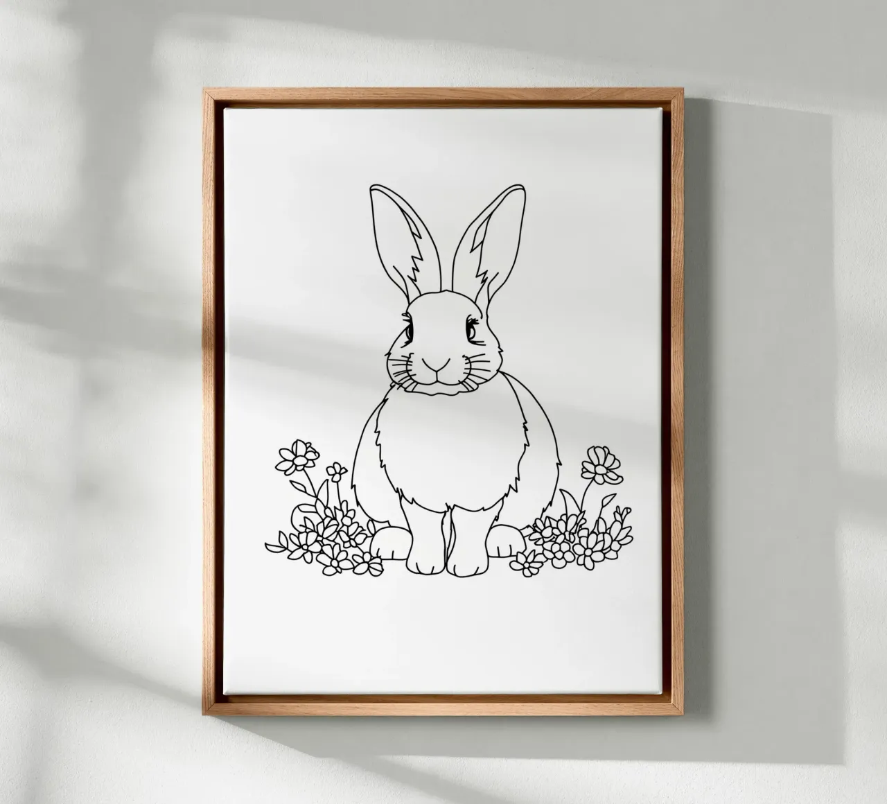 Coniglietto tra i fiori - Line art minimalista tela da Viv Line Art