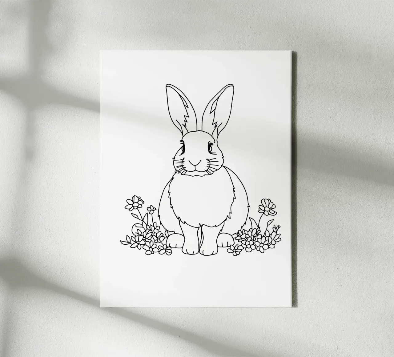 Coniglietto tra i fiori - Line art minimalista tela da Viv Line Art