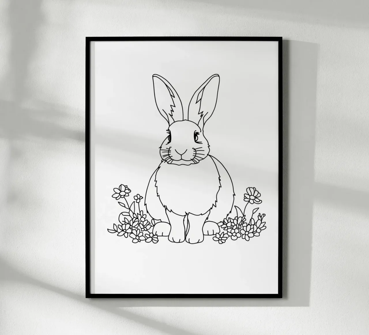 Coniglietto tra i fiori - Line art minimalista carta hahnemühle da Viv Line Art