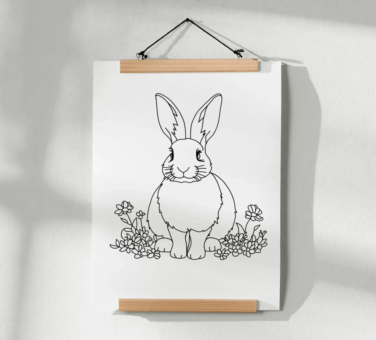 Coniglietto tra i fiori - Line art minimalista carta hahnemühle da Viv Line Art