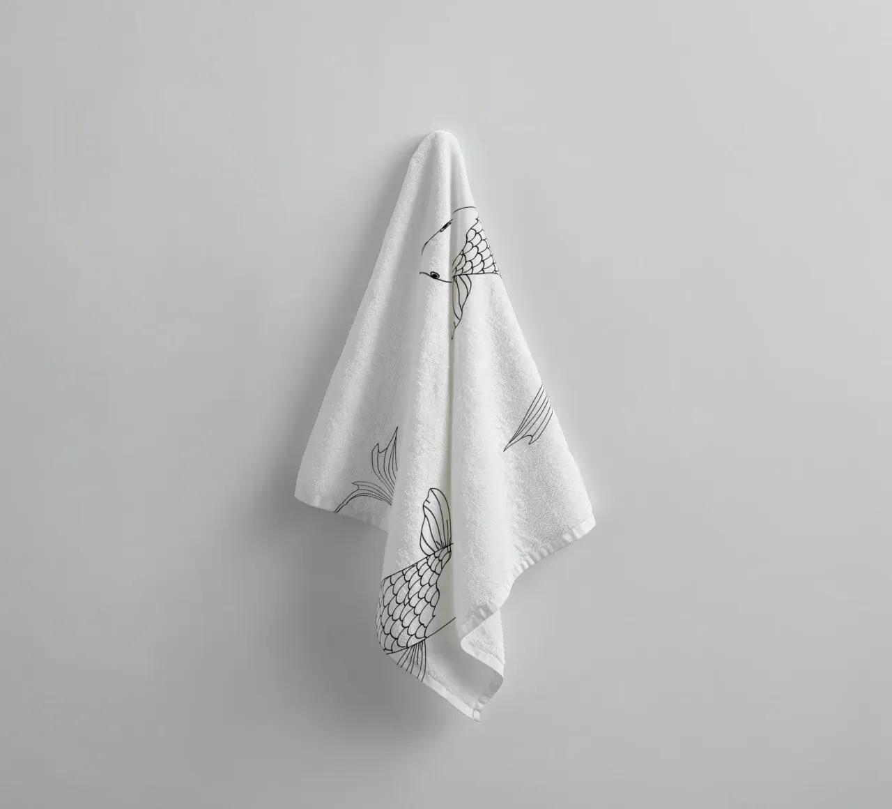 Pisces Zodiac - Minimalist Line Art towel by Viv Line Art