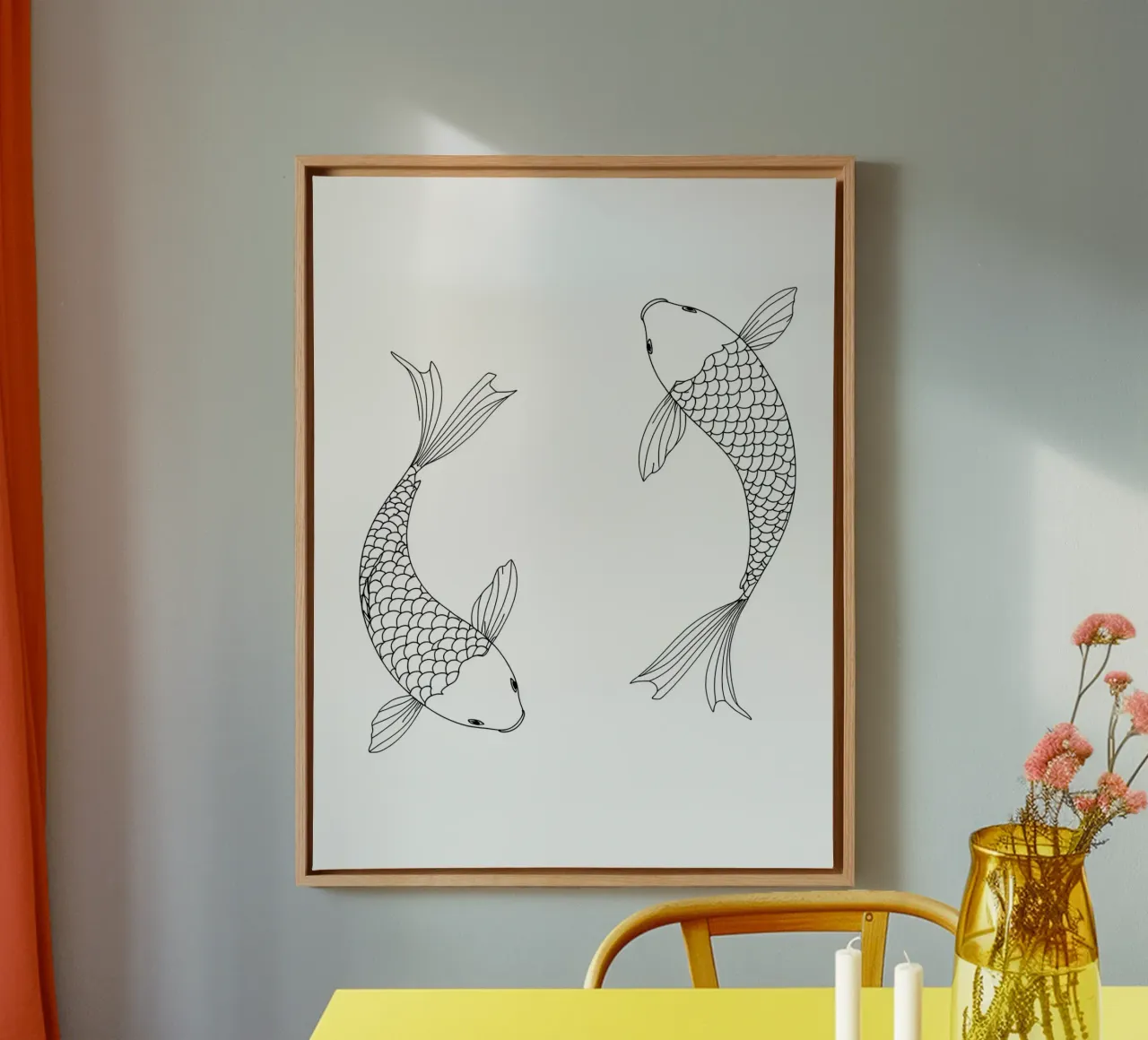 Pisces Zodiac - Minimalist Line Art canvas by Viv Line Art