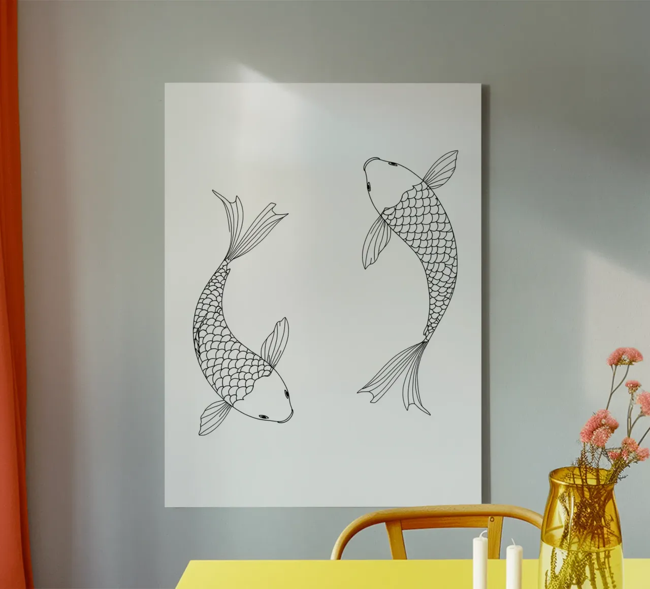 Pisces Zodiac - Minimalist Line Art canvas by Viv Line Art