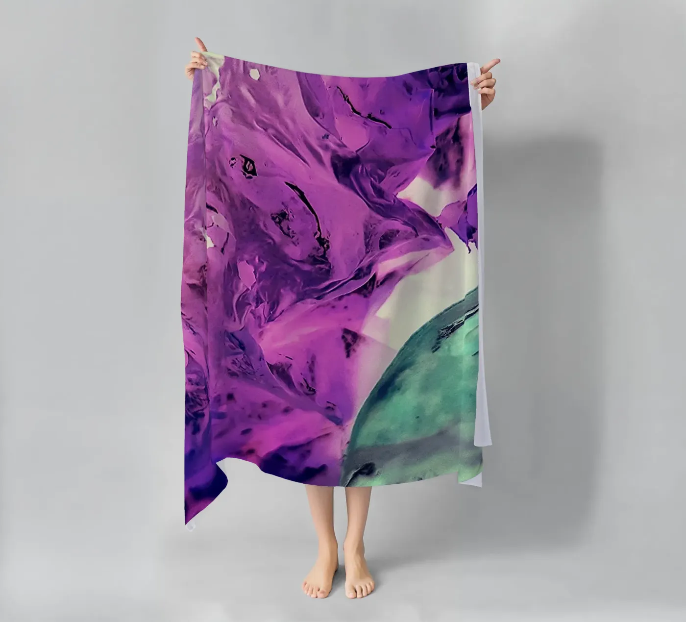 Green and purple beach towel by Massimo Frascogna