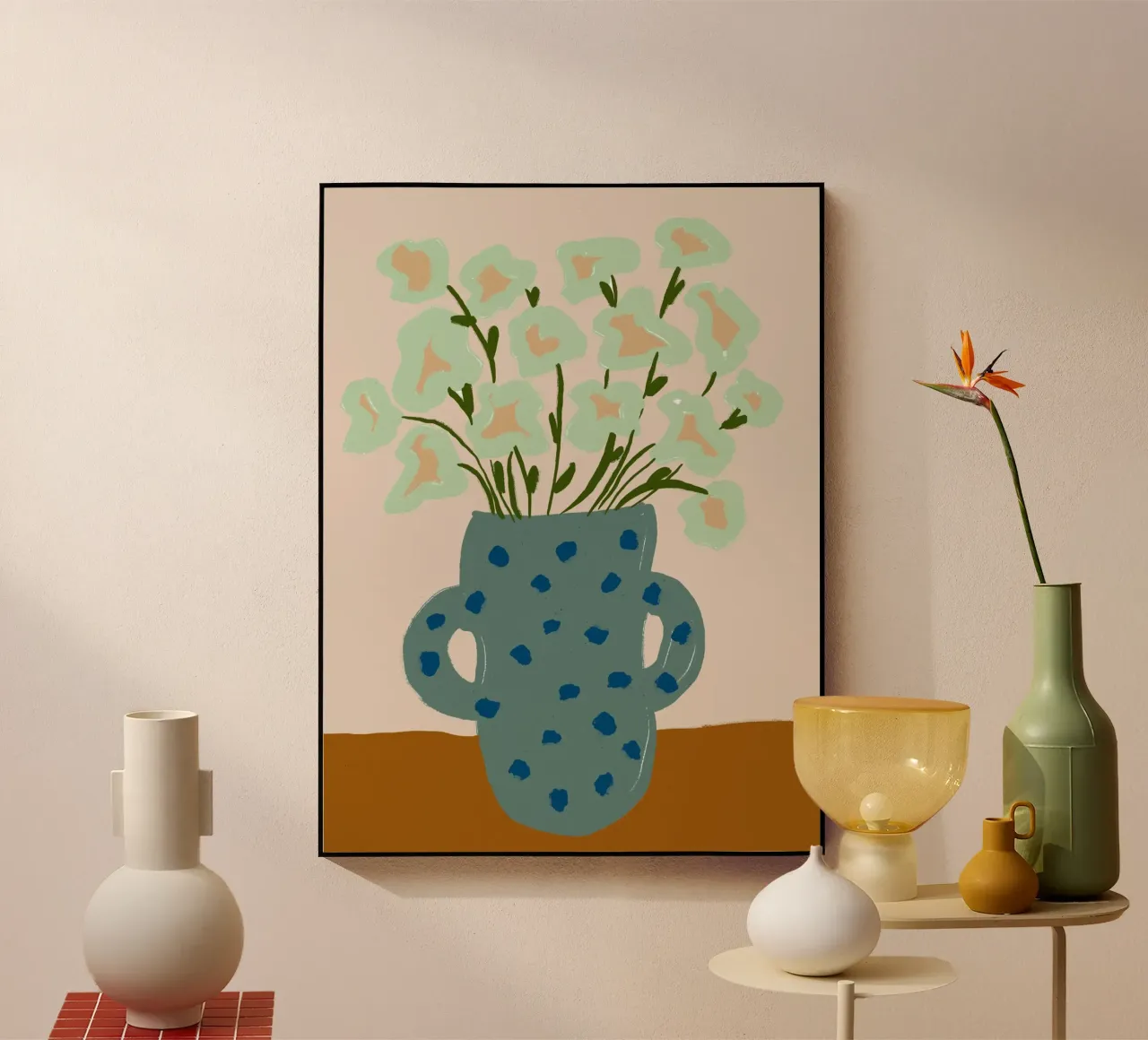 Mint Blossoms acrylic glass by treechild