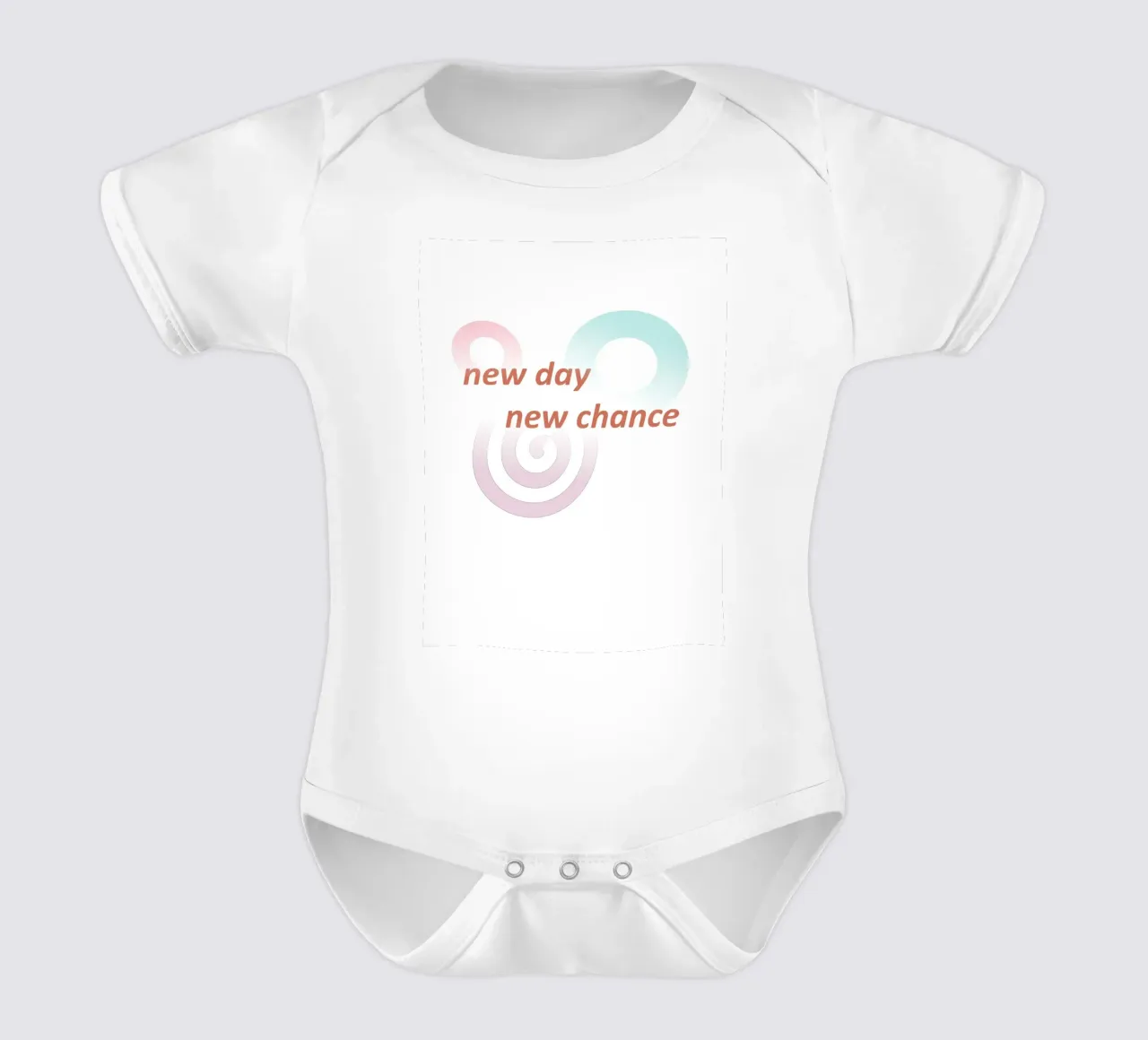 Geometric shapes with the slogan new day new chance short-sleeve baby romper by Something for you