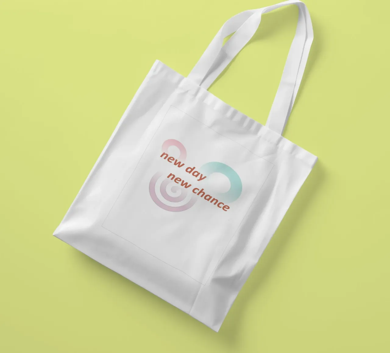 Geometric shapes with the slogan new day new chance tote bag by Something for you