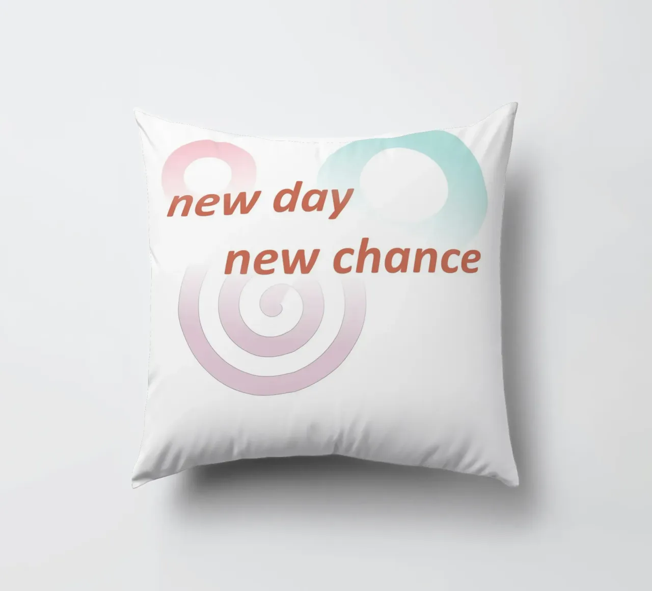 Geometric shapes with the slogan new day new chance decorative cushion by Something for you