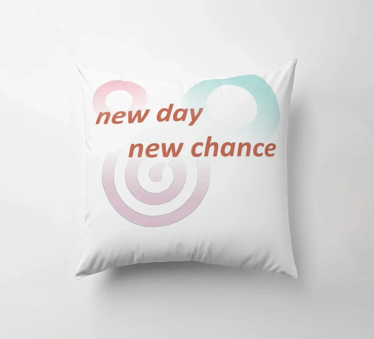 Geometric shapes with the slogan new day new chance decorative cushion by Something for you