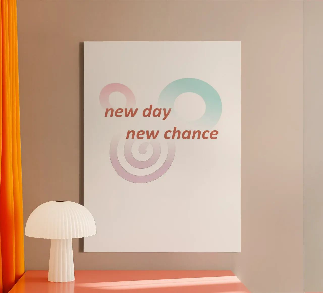 Geometric shapes with the slogan new day new chance canvas by Something for you